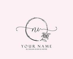 Initial NV beauty monogram and elegant logo design, handwriting logo of initial signature, wedding, fashion, floral and botanical with creative template. vector
