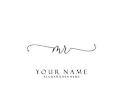 Initial MR beauty monogram and elegant logo design, handwriting logo of initial signature, wedding, fashion, floral and botanical with creative template. vector
