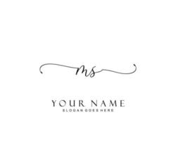 Initial MS beauty monogram and elegant logo design, handwriting logo of initial signature, wedding, fashion, floral and botanical with creative template. vector