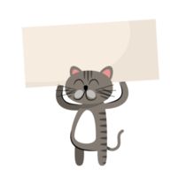 Cute cat holding blank banner png