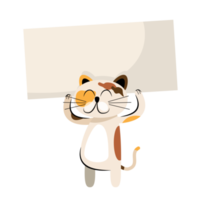 gato bonito segurando banner em branco png