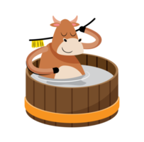 vaca toma banho png