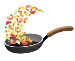 Macaroni with ingredient in a pan png