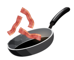le bacon est frit dans une poêle à frire png