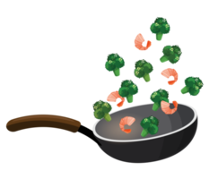 Stir fry fresh vegetables with pepper in a pan png