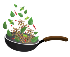 frite legumes frescos com pimenta em uma panela png