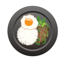 Thai food rice on plate png