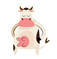 personagem de desenho animado de vaca preto e branco png