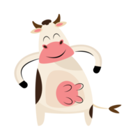 personagem de desenho animado de vaca preto e branco png