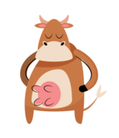 brown cow cartoon character png