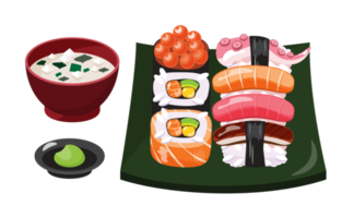 Sushi set on plate png