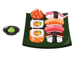 Sushi set on plate png