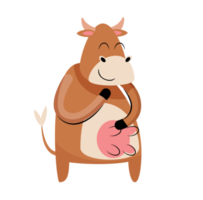 brown cow cartoon character png