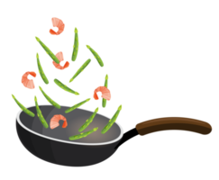 saltear verduras frescas con pimienta en una sartén png