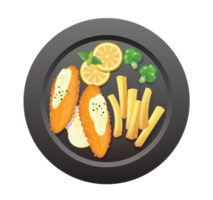 fish and chips on plate png