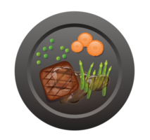 Juicy tasty steak on a black plate png