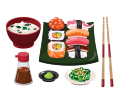 Sushi set on plate png