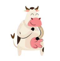 personaje de dibujos animados de vaca en blanco y negro png