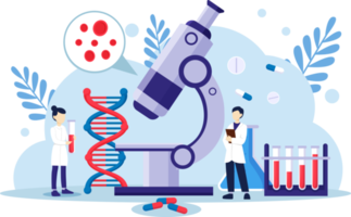DNA und Wissenschaftler. genomisches Konzept. png