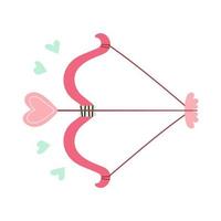 Cupid bow and arrow with a heart. Doodle in cartoon style. Valentines day. Hand drawn Vector illustration for design isolated on white background.