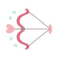 Cupid bow and arrow with a heart. Doodle in cartoon style. Valentines day. Hand drawn Vector illustration for design isolated on white background.