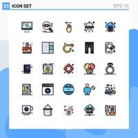 Set of 25 Modern UI Icons Symbols Signs for hosting ufo finger space craft Editable Vector Design Elements