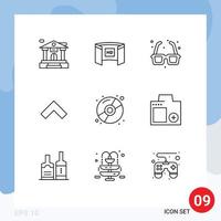 Universal Icon Symbols Group of 9 Modern Outlines of compact forward glasses up valentines day Editable Vector Design Elements