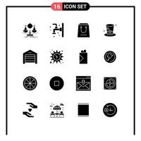 Pictogram Set of 16 Simple Solid Glyphs of presidents day faucet purchase e Editable Vector Design Elements