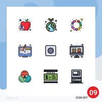 paquete de iconos vectoriales de stock de 9 signos y símbolos de línea para maximizar el diseño de pantalla de cuentas de aplicaciones elementos de diseño vectorial editables vector