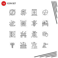 Pictogram Set of 16 Simple Outlines of pie finance football diagram chart Editable Vector Design Elements