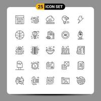 Modern Set of 25 Lines and symbols such as electric power player graduation cap Editable Vector Design Elements