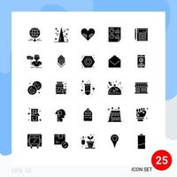25 concepto de glifo sólido para sitios web móviles y aplicaciones página de contabilidad análisis de documentos de invierno elementos de diseño vectorial editables vector