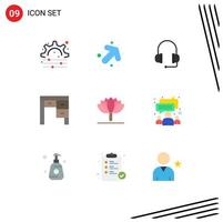 conjunto de 9 iconos de interfaz de usuario modernos signos de símbolos para elementos de diseño de vector editables de interior de flor de primavera de soporte de tulipán de grupo