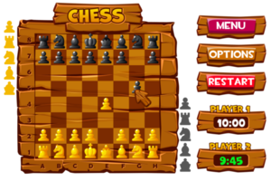 Chess game UI, interface and button set png