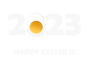 tarjeta de felicitación con la inscripción felices pascuas 2023. fondo de vacaciones de pascua con huevo. png