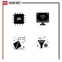 Group of Modern Solid Glyphs Set for chip tv gadget multimedia dices Editable Vector Design Elements