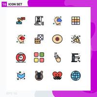 Universal Icon Symbols Group of 16 Modern Flat Color Filled Lines of basic menu planning thinking human head Editable Creative Vector Design Elements