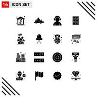 Editable Vector Line Pack of 16 Simple Solid Glyphs of business cupboard avatar closet safe Editable Vector Design Elements