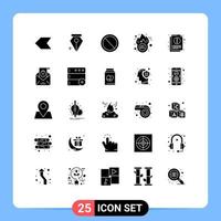 User Interface Pack of 25 Basic Solid Glyphs of document information prohibited info discount Editable Vector Design Elements