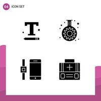 4 iconos creativos signos y símbolos modernos de fuente conectar ajustes de texto matraz smartphone elementos de diseño vectorial editables vector