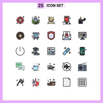 25 User Interface Filled line Flat Color Pack of modern Signs and Symbols of poster billboard robo advisor announcement analyst Editable Vector Design Elements