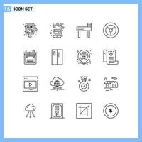 Set of 16 Modern UI Icons Symbols Signs for appliances javascript chair development mechanics Editable Vector Design Elements