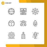 9 iconos creativos signos y símbolos modernos del operador auriculares conocimiento empresarial educación elementos de diseño vectorial editables vector