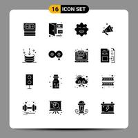 Modern Set of 16 Solid Glyphs Pictograph of interface download biscuits down shopping Editable Vector Design Elements