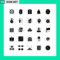 25 User Interface Solid Glyph Pack of modern Signs and Symbols of buy hand bag fast bag father Editable Vector Design Elements