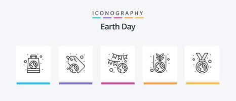 Earth Day Line 5 Icon Pack Including celebration. global. tag. earth. green. Creative Icons Design vector