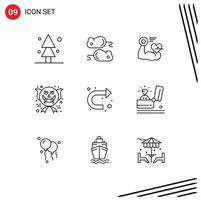 Modern Set of 9 Outlines and symbols such as sign halloween scary growth ghost character Editable Vector Design Elements