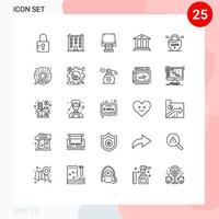 Set of 25 Vector Lines on Grid for gdpr money dvd savings bank Editable Vector Design Elements