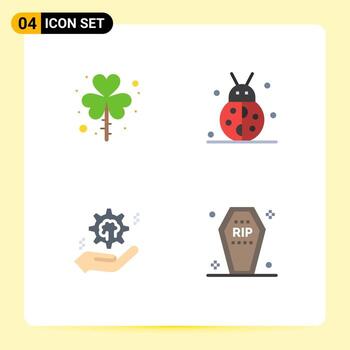 User Interface Pack of 4 Basic Flat Icons of day winter saint beetle bug hand Editable Vector Design Elements