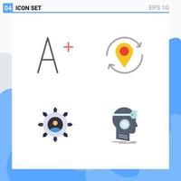 Pack of 4 creative Flat Icons of font corporate location pin planning Editable Vector Design Elements